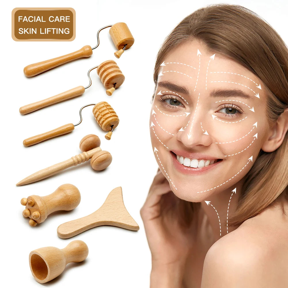 Wooden Facial Massage Roller
